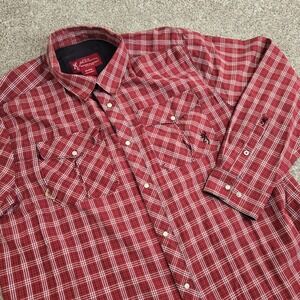 John Browning Heritage Collection Plaid Long Sleeve  Pearl Snap Size 2XL‎ Red